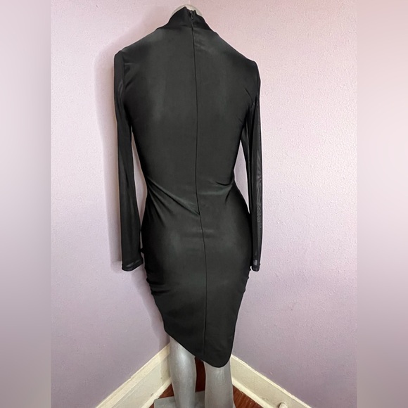 Chic Black Patterned Long Sleeve Dress - Picture 6 of 6